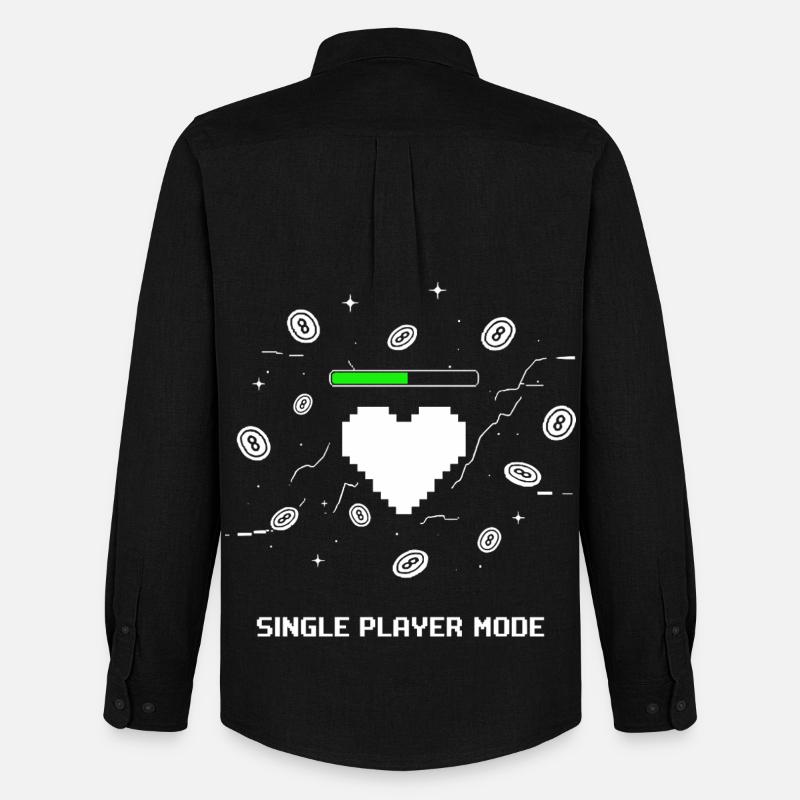 Single Player Mode Gamer Herz - Männer Oxford Hemd von Stanley/Stella - Schwarz