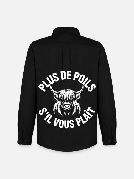 Vache Highland Poils - Chemise Oxford homme Stanley/Stella - noir