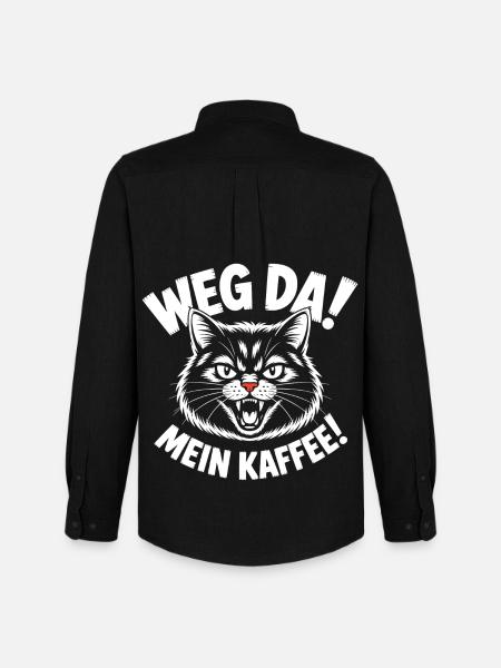 Kaffee-Katze: Weg Da! - Männer Oxford Hemd von Stanley/Stella - Schwarz