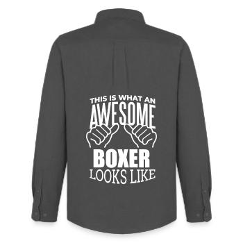 boxe - Chemise Oxford homme Stanley/Stella - charbon - Dos - AI Model Male 185 dark (185cm)