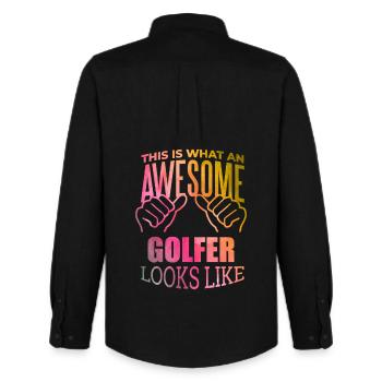 Golf - Men's Oxford Shirt by Stanley/Stella - black - Back - AI Model Male 185 dark (185cm)