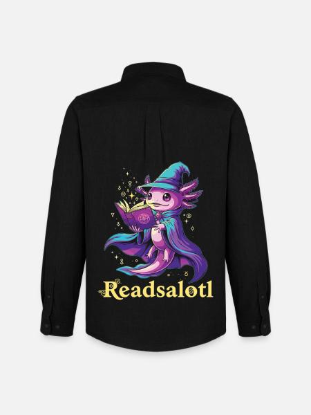 Readsalotl Axolotl Reading Mage Axolotl - Men's Oxford Shirt by Stanley/Stella - black