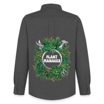 Funny Plant Manager Succulent Cactus - Men's Oxford Shirt by Stanley/Stella - anthracite - Back - AI Model Male 185 dark (185cm)
