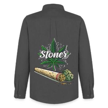 Stoner - Men's Oxford Shirt by Stanley/Stella - anthracite - Back - AI Model Male 185 dark (185cm)