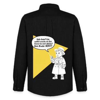 Hello uncle - pick up? Your brother is funny annoying - Men's Oxford Shirt by Stanley/Stella - black - Back - AI Model Male 185 dark (185cm)
