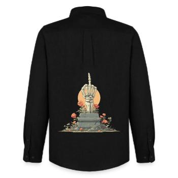 Skeleton Hand Stele with Flowers - Men's Oxford Shirt by Stanley/Stella - black - Back - AI Model Male 185 dark (185cm)