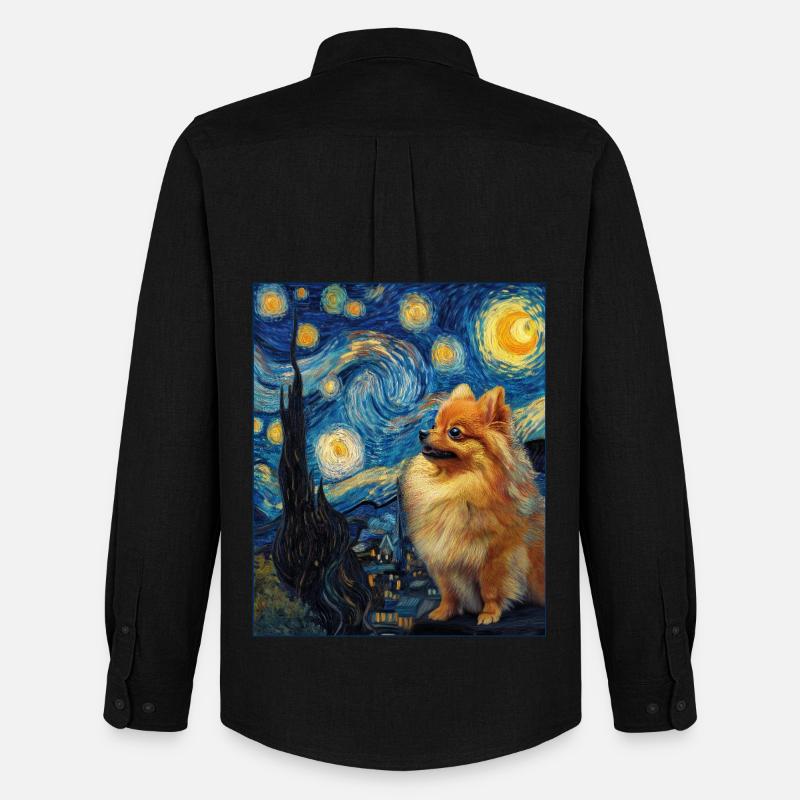 Zwergspitz Spitz Pomeranian - Männer Oxford Hemd von Stanley/Stella - Schwarz