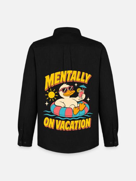 Mentally on Vacation Duck - Men's Oxford Shirt by Stanley/Stella - black