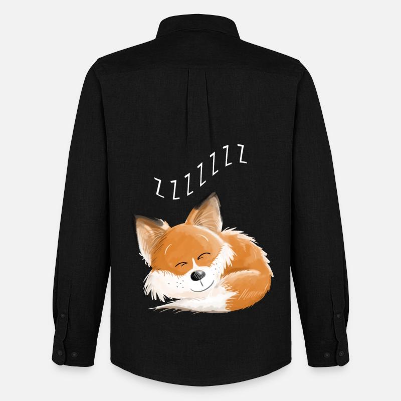 Fox sleeping - dream - dreams - foxes - Men's Oxford Shirt by Stanley/Stella - black