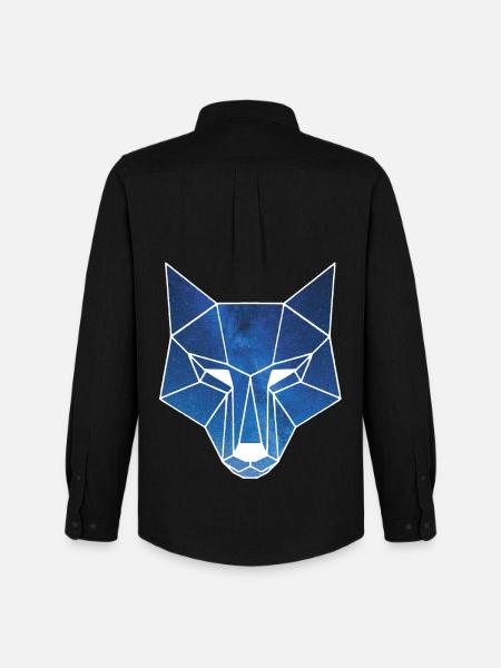 White wolf and starry sky - Men's Oxford Shirt by Stanley/Stella - black
