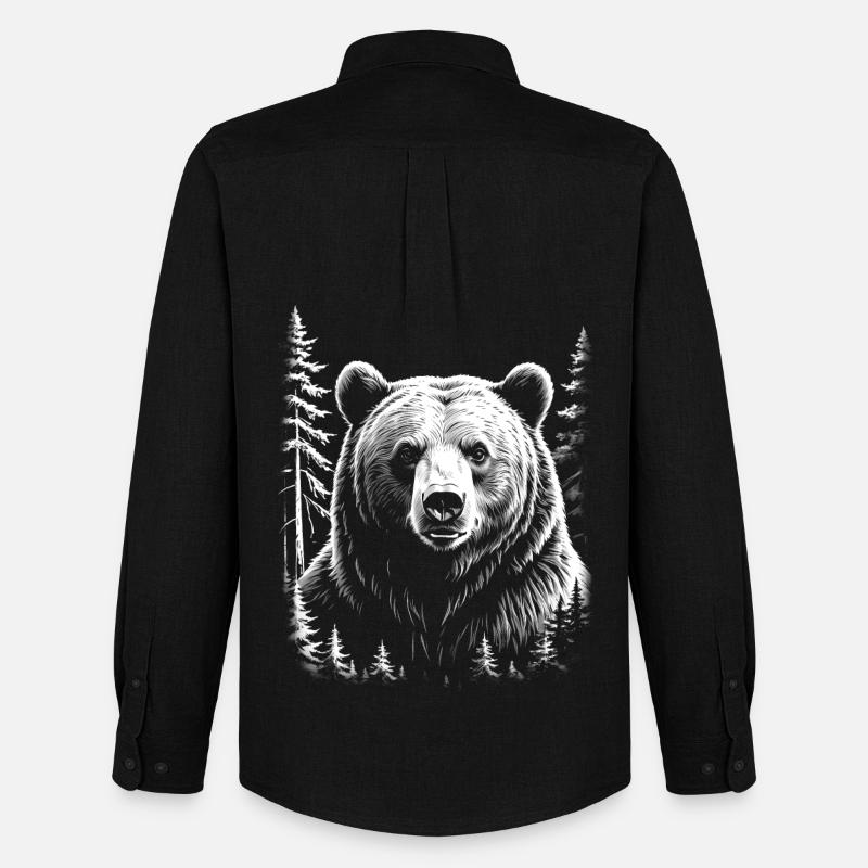 Bär, Wald - Männer Oxford Hemd von Stanley/Stella - Schwarz