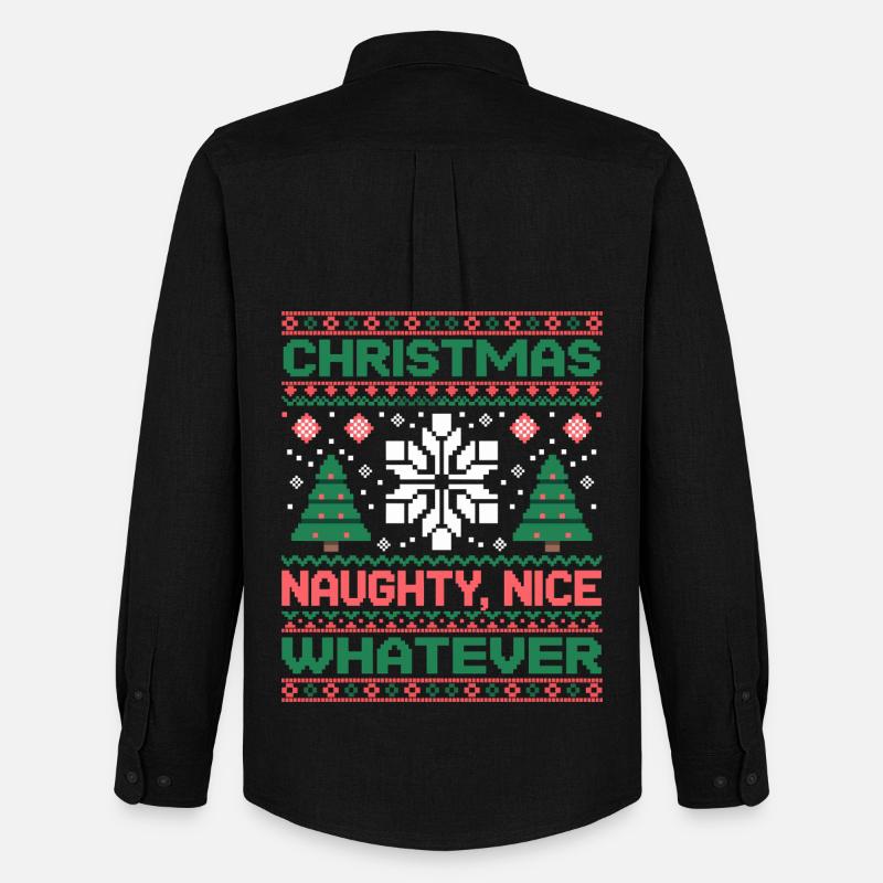 Weihnachts Pixel Sweat Naughty Nice Whatever - Männer Oxford Hemd von Stanley/Stella - Schwarz