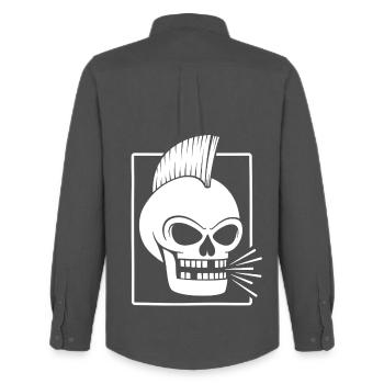 Crâne punk rock avec crête - Chemise Oxford homme Stanley/Stella - charbon - Dos - AI Model Male 185 dark (185cm)