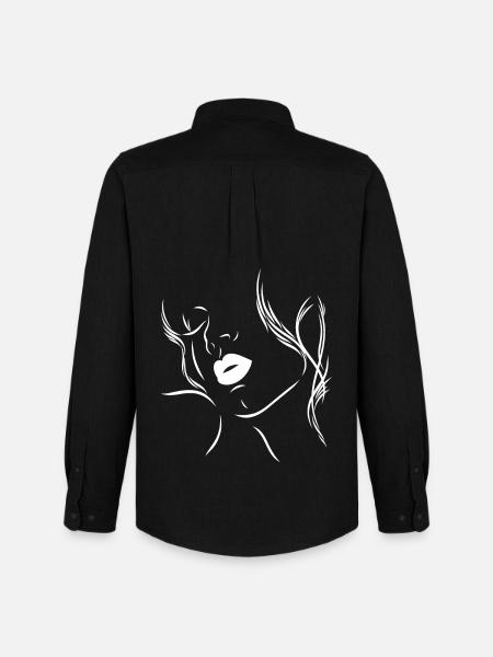 Feminine silhouette with sensual lips - Men's Oxford Shirt by Stanley/Stella - black