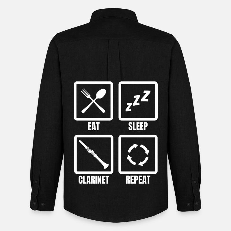 Eat Sleep Clarinet Repeat - Männer Oxford Hemd von Stanley/Stella - Schwarz