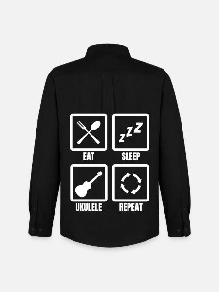Eat Sleep Ukulélé Repeat - Chemise Oxford homme Stanley/Stella - noir