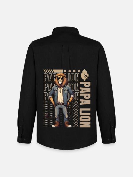 Papa Lion - Men's Oxford Shirt by Stanley/Stella - black