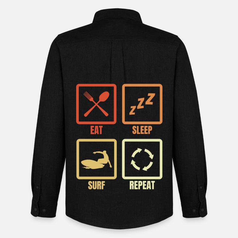 Eat Sleep Surf Repeat - Männer Oxford Hemd von Stanley/Stella - Schwarz