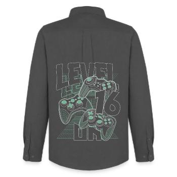 Level Up Retro-Controller Grafik 16. Geburtstag - Männer Oxford Hemd von Stanley/Stella - Anthrazit - Hinten - AI Model Male 185 dark (185cm)