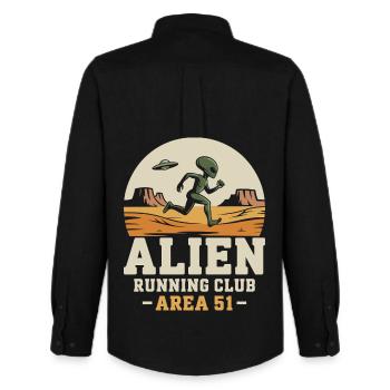 Lustige Area 51 Alien UFO Laufläufer - Männer Oxford Hemd von Stanley/Stella - Schwarz - Hinten - AI Model Male 185 dark (185cm)