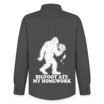 Bigfoot hat meine Hausaufgaben gefressen Meme-Schule - Männer Oxford Hemd von Stanley/Stella - Anthrazit - Hinten - AI Model Male 185 dark (185cm)