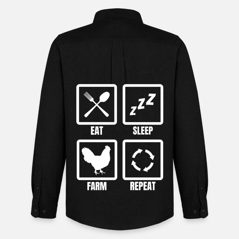 Eat Sleep Farm Repeat - Männer Oxford Hemd von Stanley/Stella - Schwarz