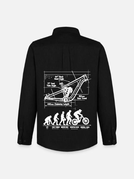 MTB Evolution Blueprint: Full Suspension Frame - Men's Oxford Shirt by Stanley/Stella - black