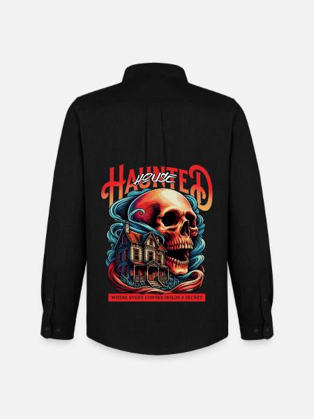 Horror - Hounted House - Männer Oxford Hemd von Stanley/Stella - Schwarz