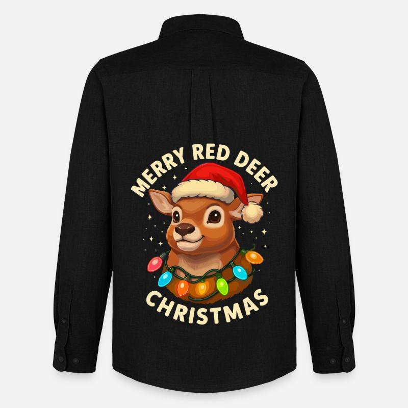 Hirsch Weihnachten Jäger Geschenk Rotwild - Männer Oxford Hemd von Stanley/Stella - Schwarz