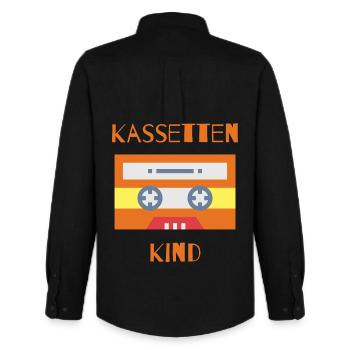Cassettes Enfant - Enfance - Jeunesse - Nostalgie - Chemise Oxford homme Stanley/Stella - noir - Dos - AI Model Male 185 dark (185cm)