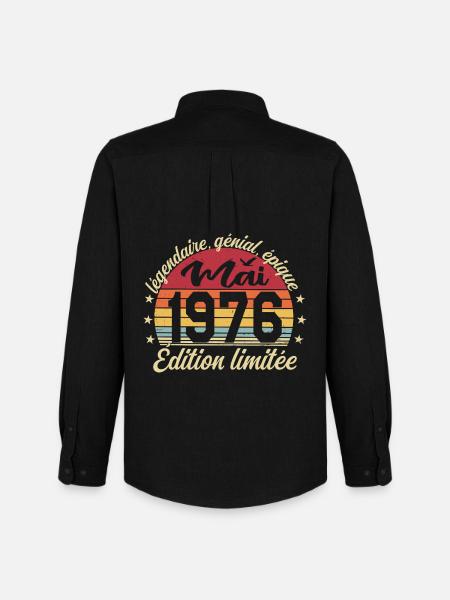 les légendes sont nées mai 1976 - Chemise Oxford homme Stanley/Stella - noir