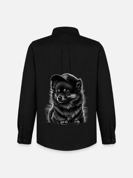 Spitz nain à casquette - Chemise Oxford homme Stanley/Stella - noir
