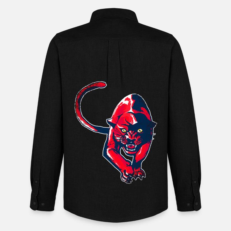 Roter Panther - Männer Oxford Hemd von Stanley/Stella - Schwarz
