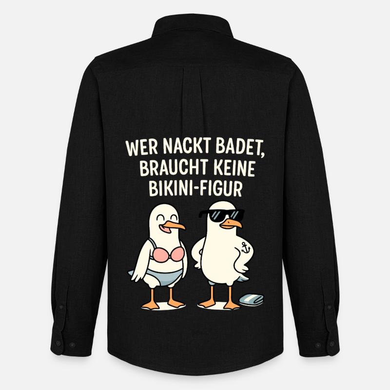 Nackt badet Bikini-Figur Spruch - Männer Oxford Hemd von Stanley/Stella - Schwarz