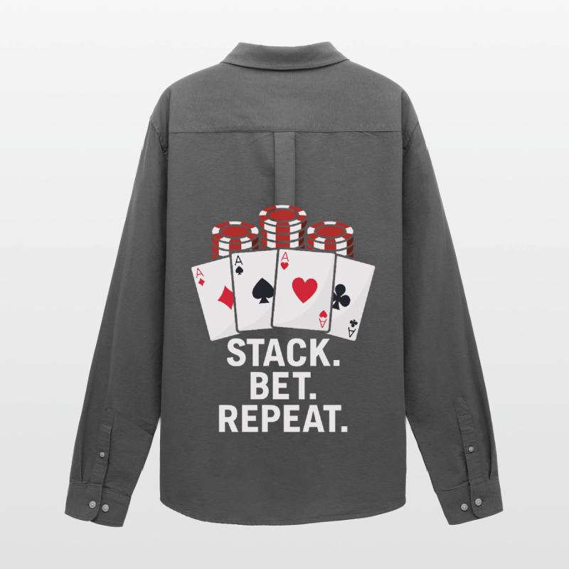 Stack Bet Ripeti Casino Gioco d'azzardo Poker Stanley/Stella Camicia Oxford uomo