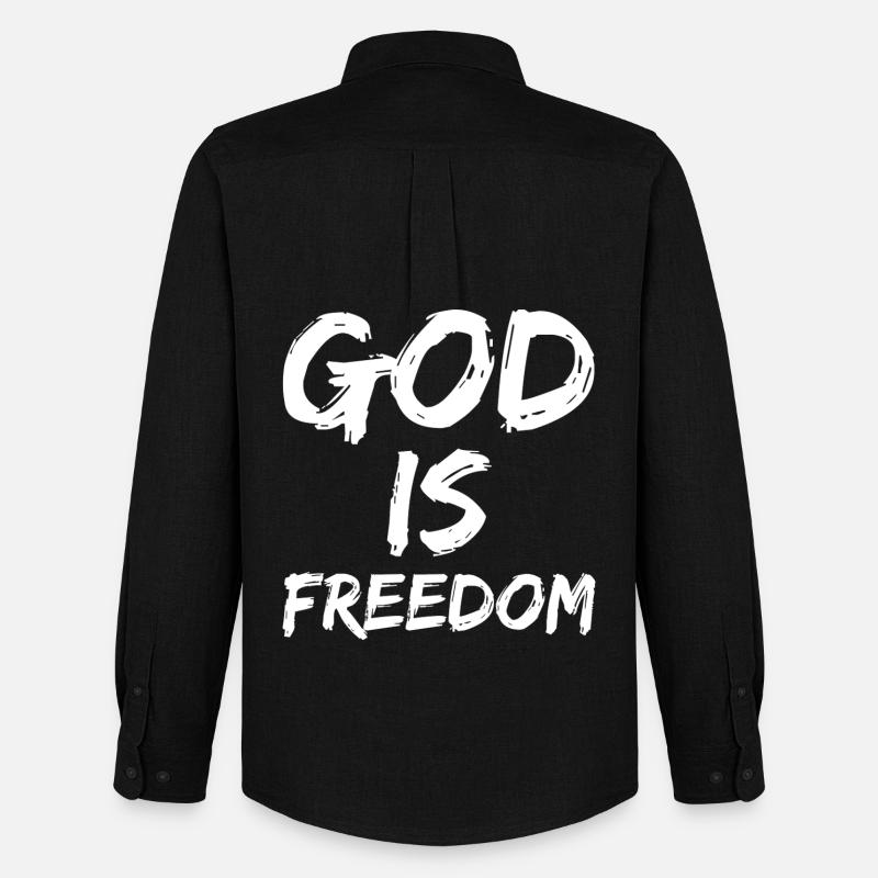 god is freedom - Männer Oxford Hemd von Stanley/Stella - Schwarz