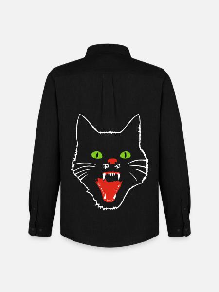 Terrifying cat with green eyes - Men's Oxford Shirt by Stanley/Stella - black