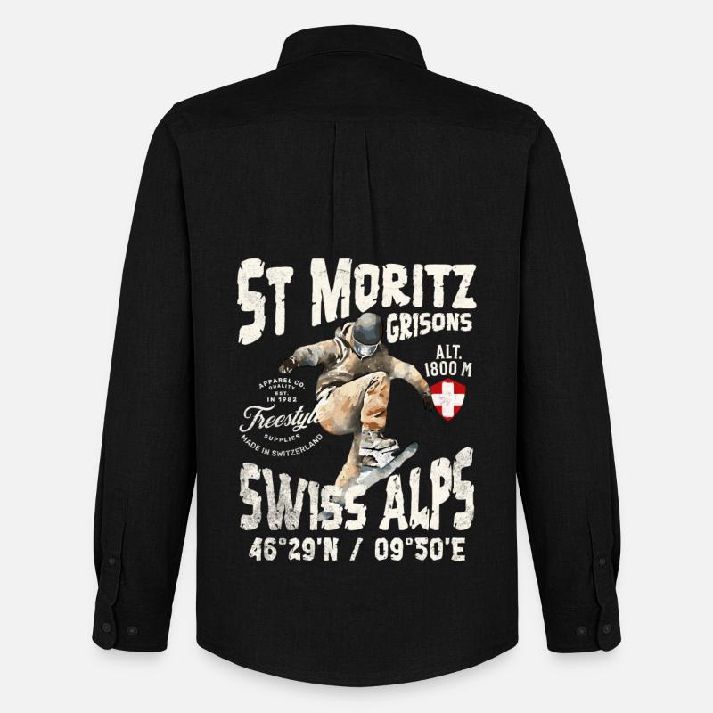 Schweizer Alpin- und Mountain-Skateboarder - Männer Oxford Hemd von Stanley/Stella - Schwarz