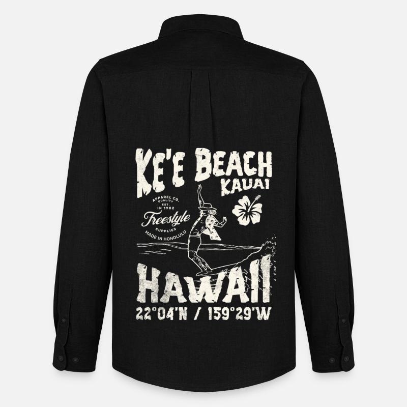 Aloha Surfbrett Hawaii Design - Männer Oxford Hemd von Stanley/Stella - Schwarz