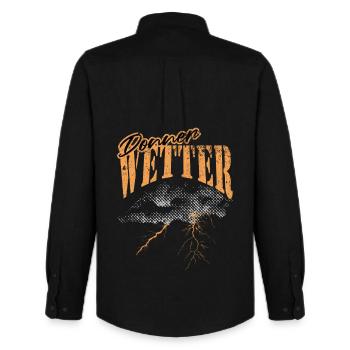 Donnerwetter Wetter Graphic Design - Männer Oxford Hemd von Stanley/Stella - Schwarz - Hinten - AI Model Male 185 dark (185cm)
