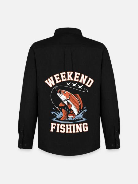 Weekend Fishing Splash T-shirt Design - Men's Oxford Shirt by Stanley/Stella - black