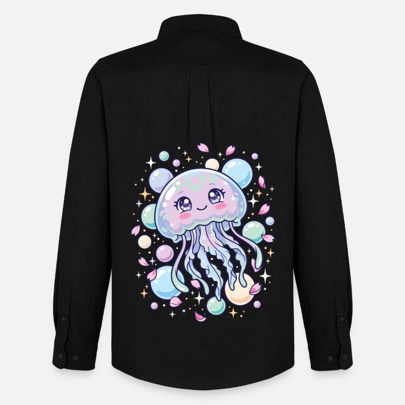 Pastellfarbene Kawaii-Quallenästhetik - Männer Oxford Hemd von Stanley/Stella - Schwarz