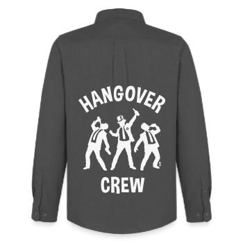 Grop Hangover (Bière pour enterrement de vie de garçon / W) - Chemise Oxford homme Stanley/Stella - charbon - Dos - AI Model Male 185 dark (185cm)