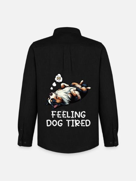 Feeling Dog Tired Australian Shepherd Aussiehalter - Men's Oxford Shirt by Stanley/Stella - black