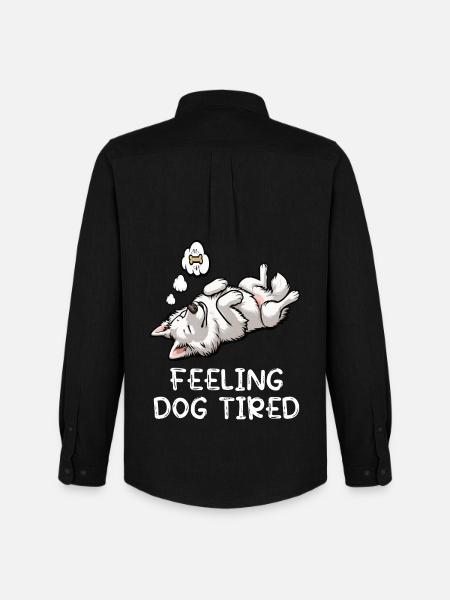 Feeling Dog Tired White Shepherd Dog - Men's Oxford Shirt by Stanley/Stella - black
