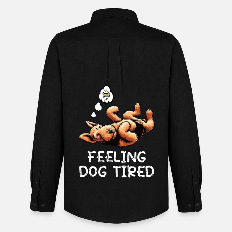 Feeling Dog Tired Airedale Terrier Airedales  - Männer Oxford Hemd von Stanley/Stella - Schwarz
