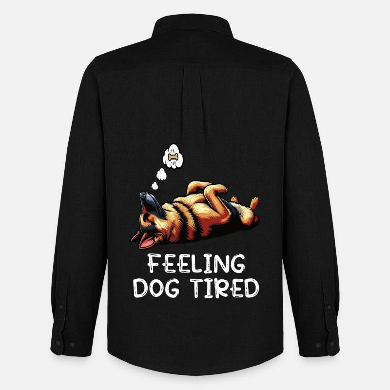 Feeling Dog Tired German Shepherd - Men's Oxford Shirt by Stanley/Stella - black