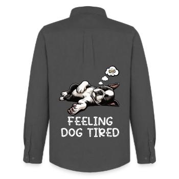 Propriétaire de Boston Terrier Bostie fatigué - Chemise Oxford homme Stanley/Stella - charbon - Dos - AI Model Male 185 dark (185cm)