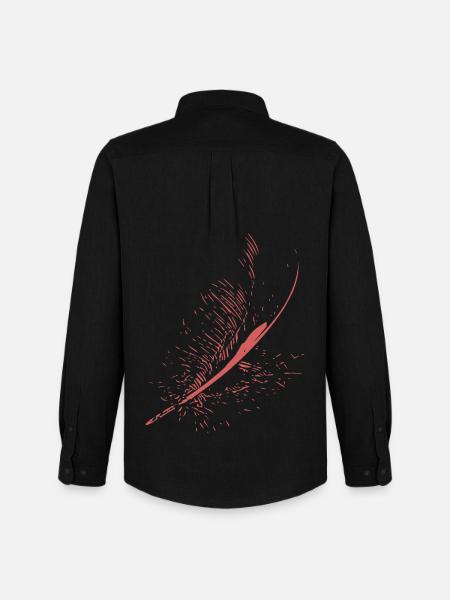 Abstract Feather / Line / Pink / Pattern / Nature - Men's Oxford Shirt by Stanley/Stella - black