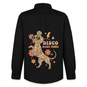 Techno Disco Dachshund Disco Ball Party Funny - Men's Oxford Shirt by Stanley/Stella - black - Back - AI Model Male 185 dark (185cm)
